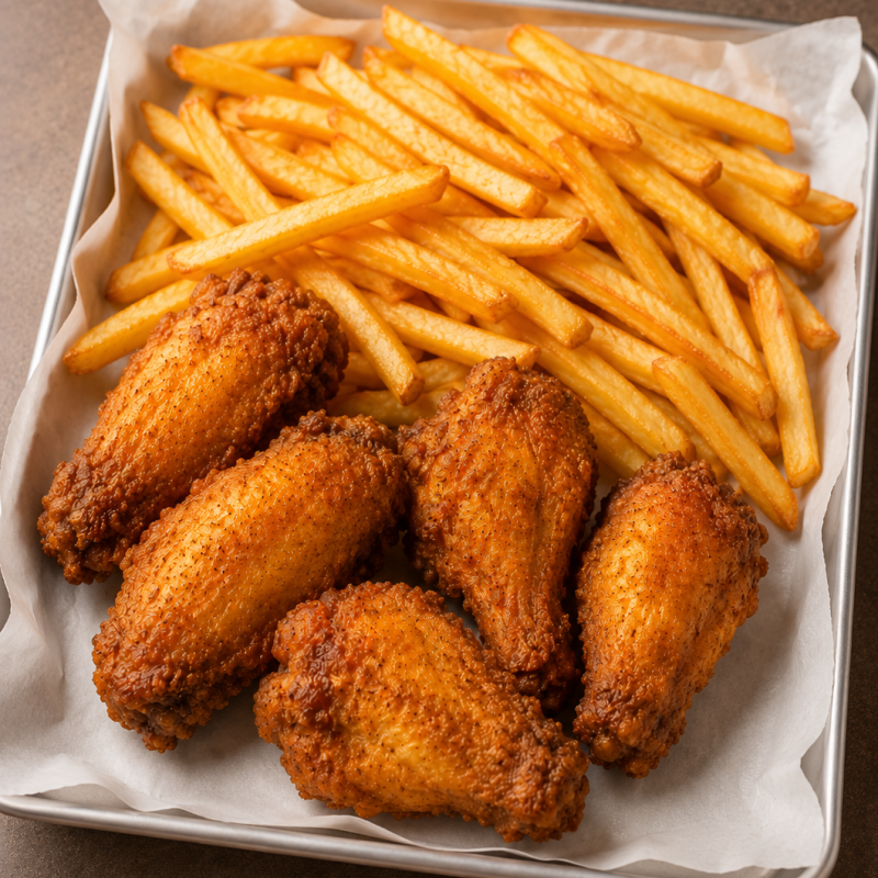 5 chicken wings n fries